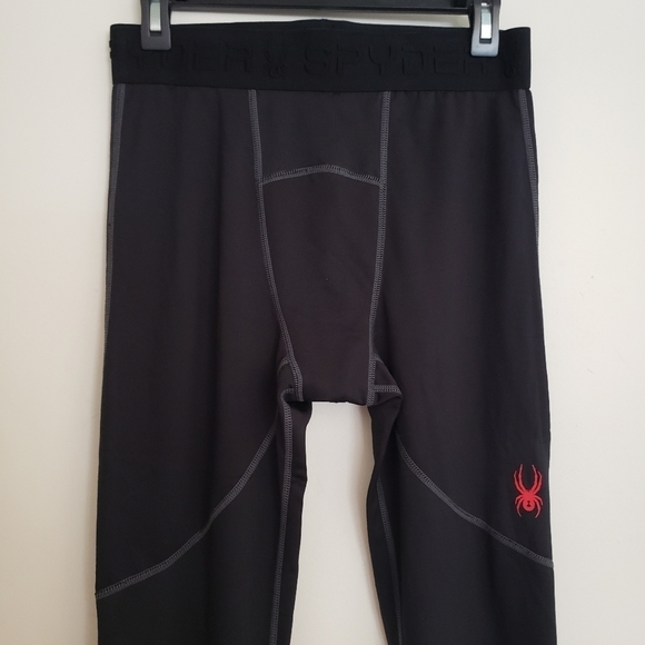 Spyder Active Mens Black Legging Tights Base Layer Banded Pro Web New Medium - Picture 2 of 13